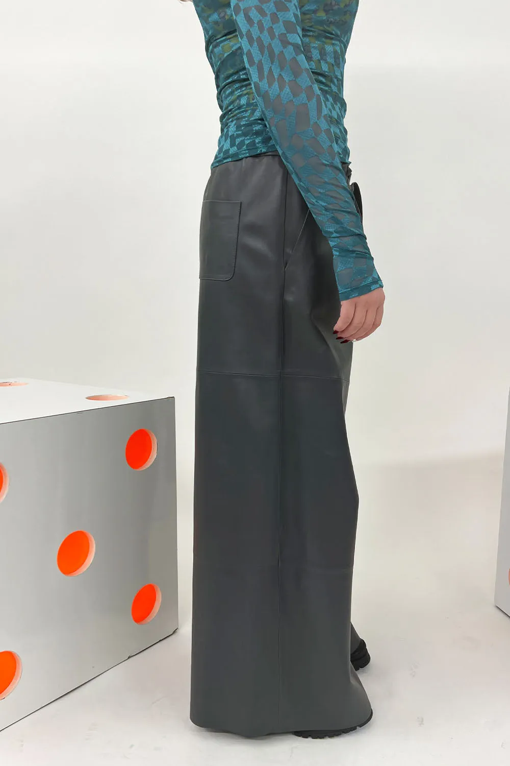1972 Desa - Stretch Leather Pants: Slate