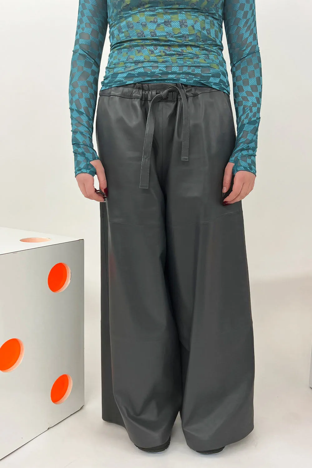 1972 Desa - Stretch Leather Pants: Slate
