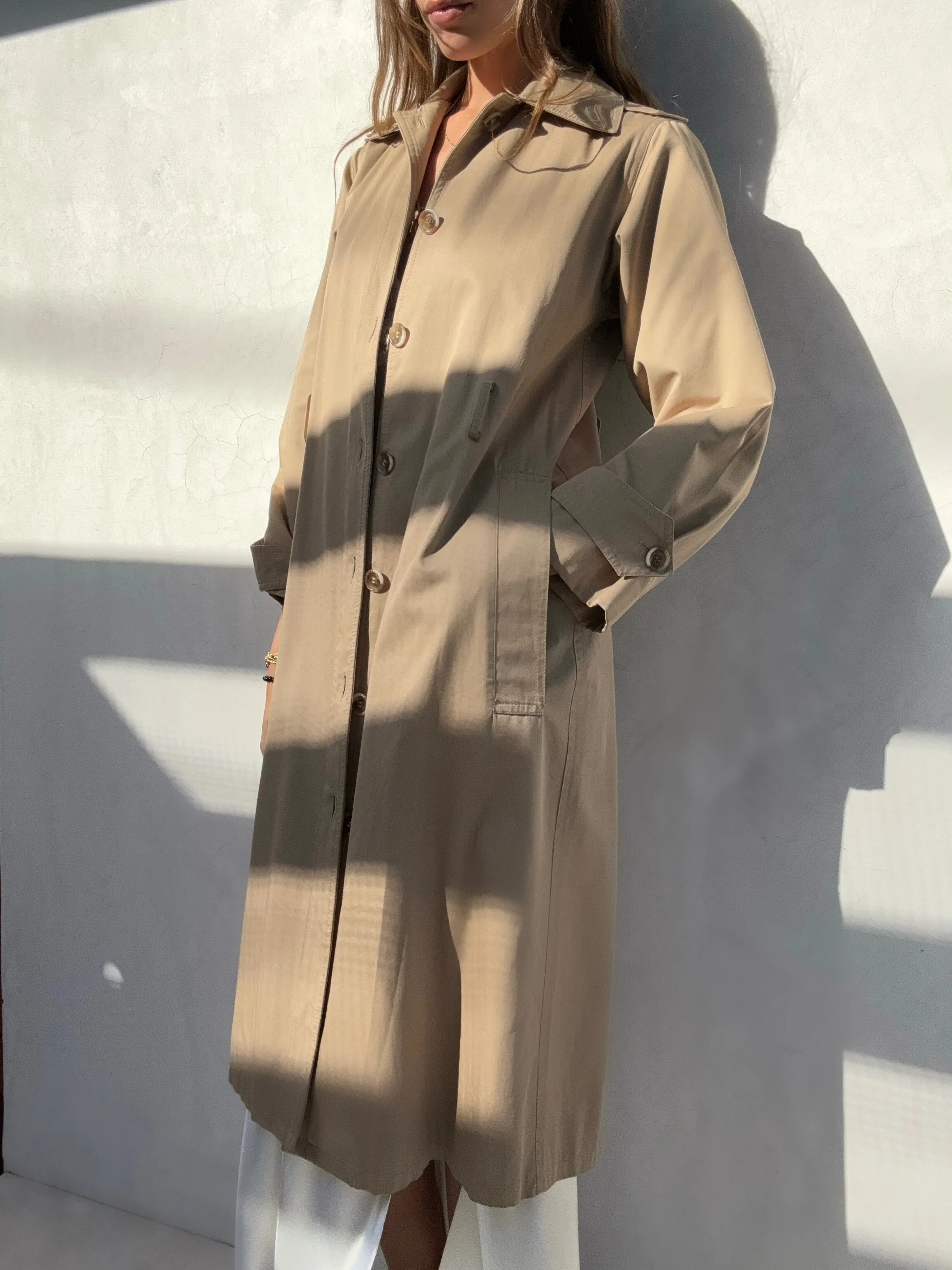 1980s Yves Saint Laurent Khaki Trench