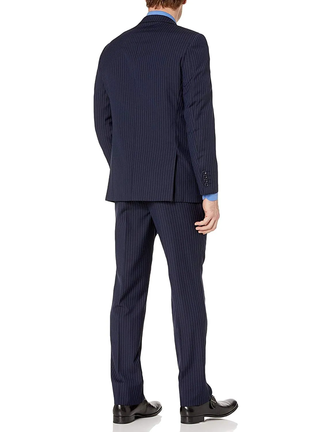 Adam Baker Men's 100% Wool Portly Fit Two-Piece Solid Suit Set - Colors