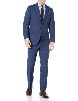 Adam Baker Men's 100% Wool Portly Fit Two-Piece Solid Suit Set - Colors