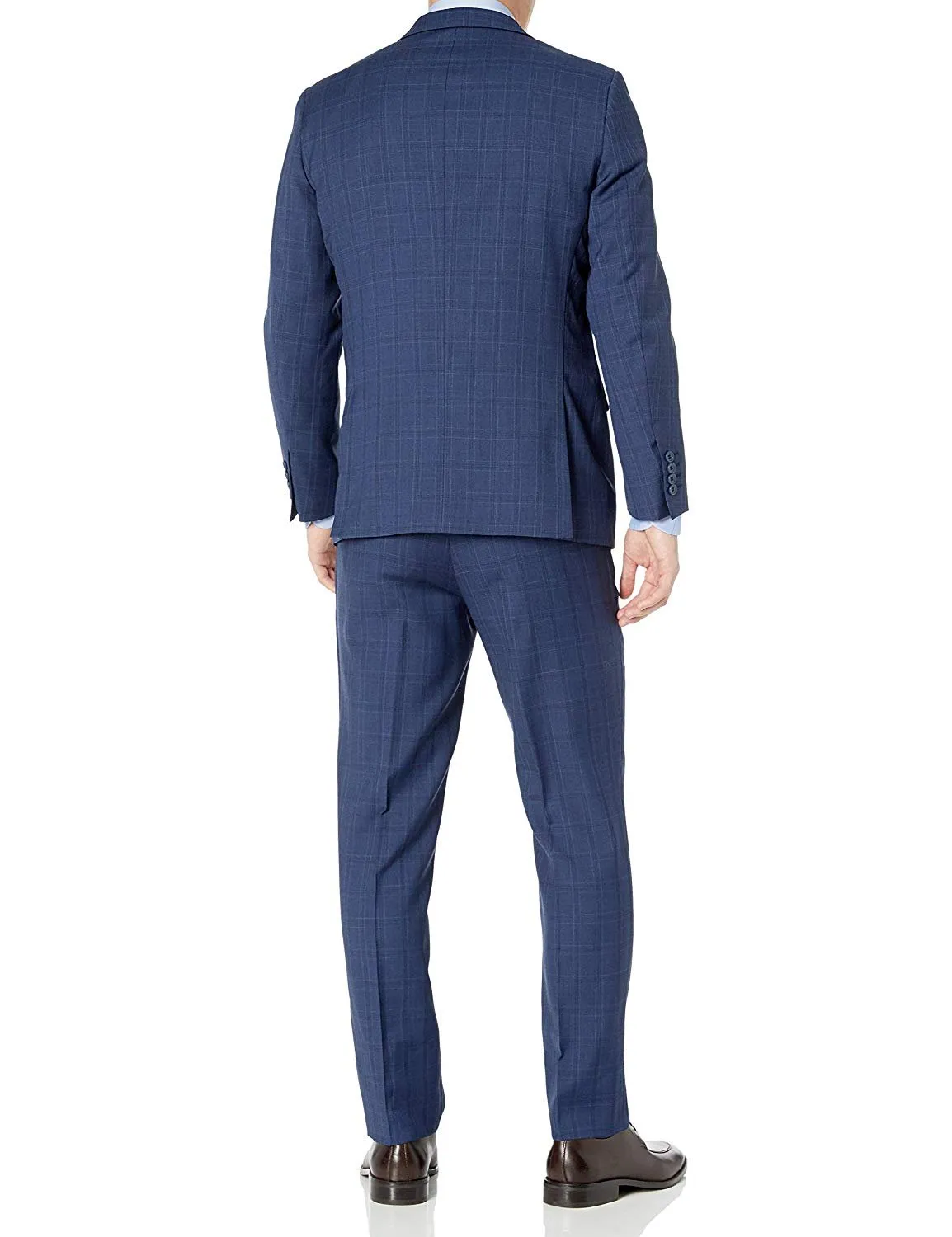 Adam Baker Men's 100% Wool Portly Fit Two-Piece Solid Suit Set - Colors