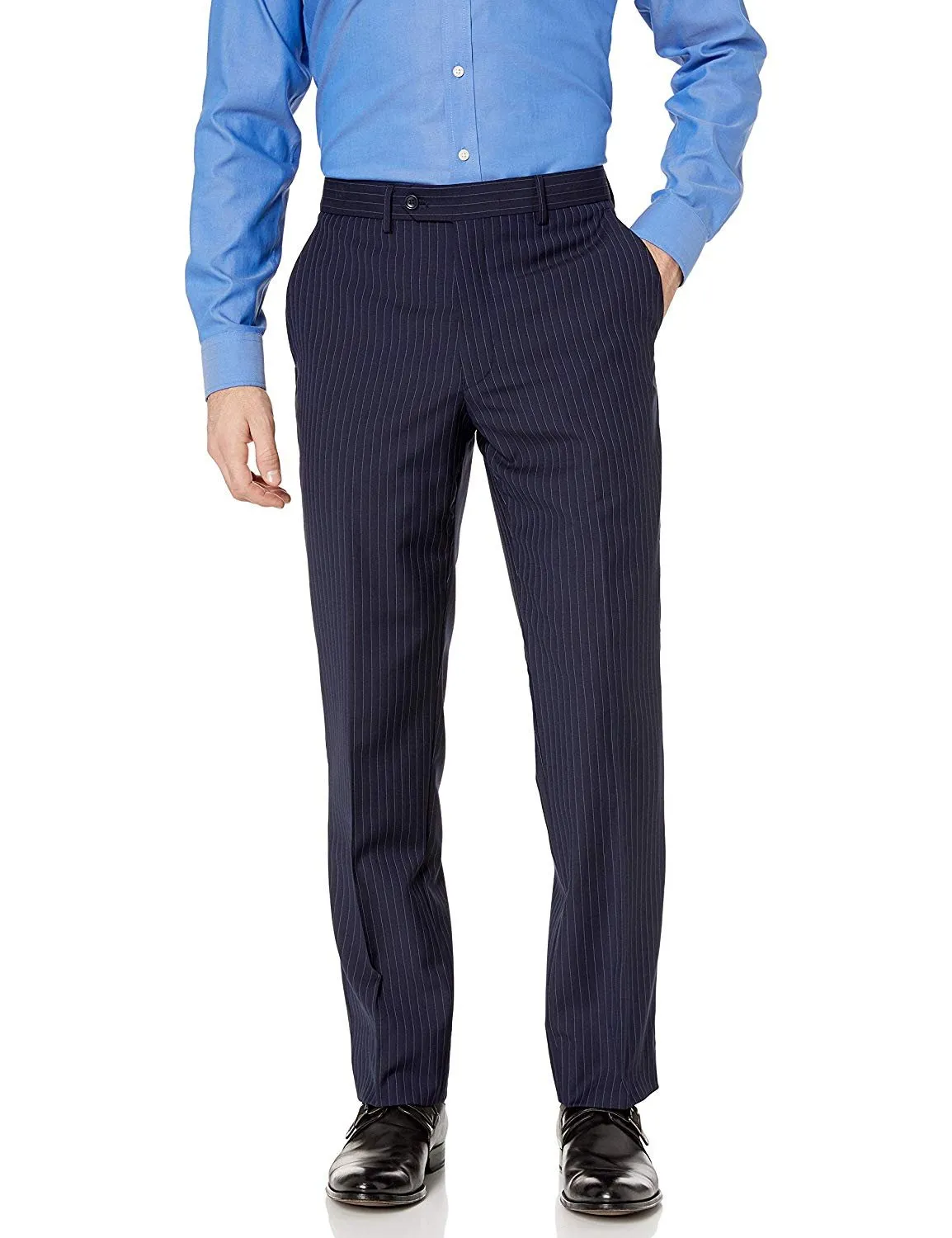 Adam Baker Men's 100% Wool Portly Fit Two-Piece Solid Suit Set - Colors
