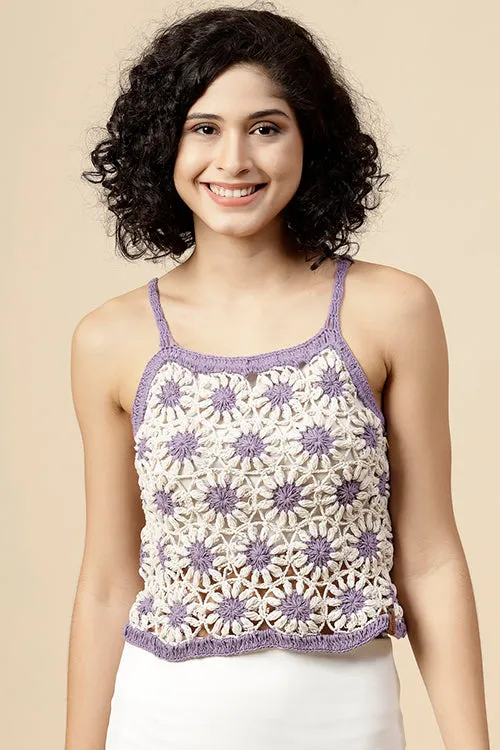 Ajoobaa"Daisy" Pure Cotton Handmade Top- Lavender