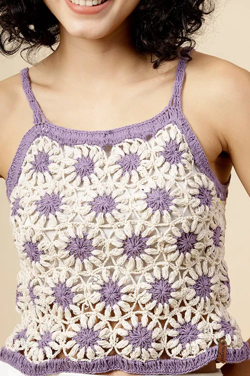 Ajoobaa"Daisy" Pure Cotton Handmade Top- Lavender