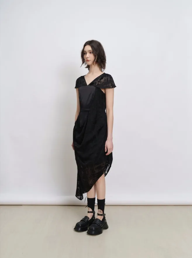 asymmetrical cape style dress