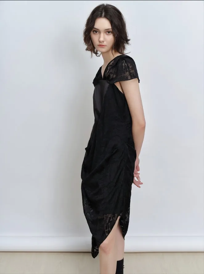 asymmetrical cape style dress
