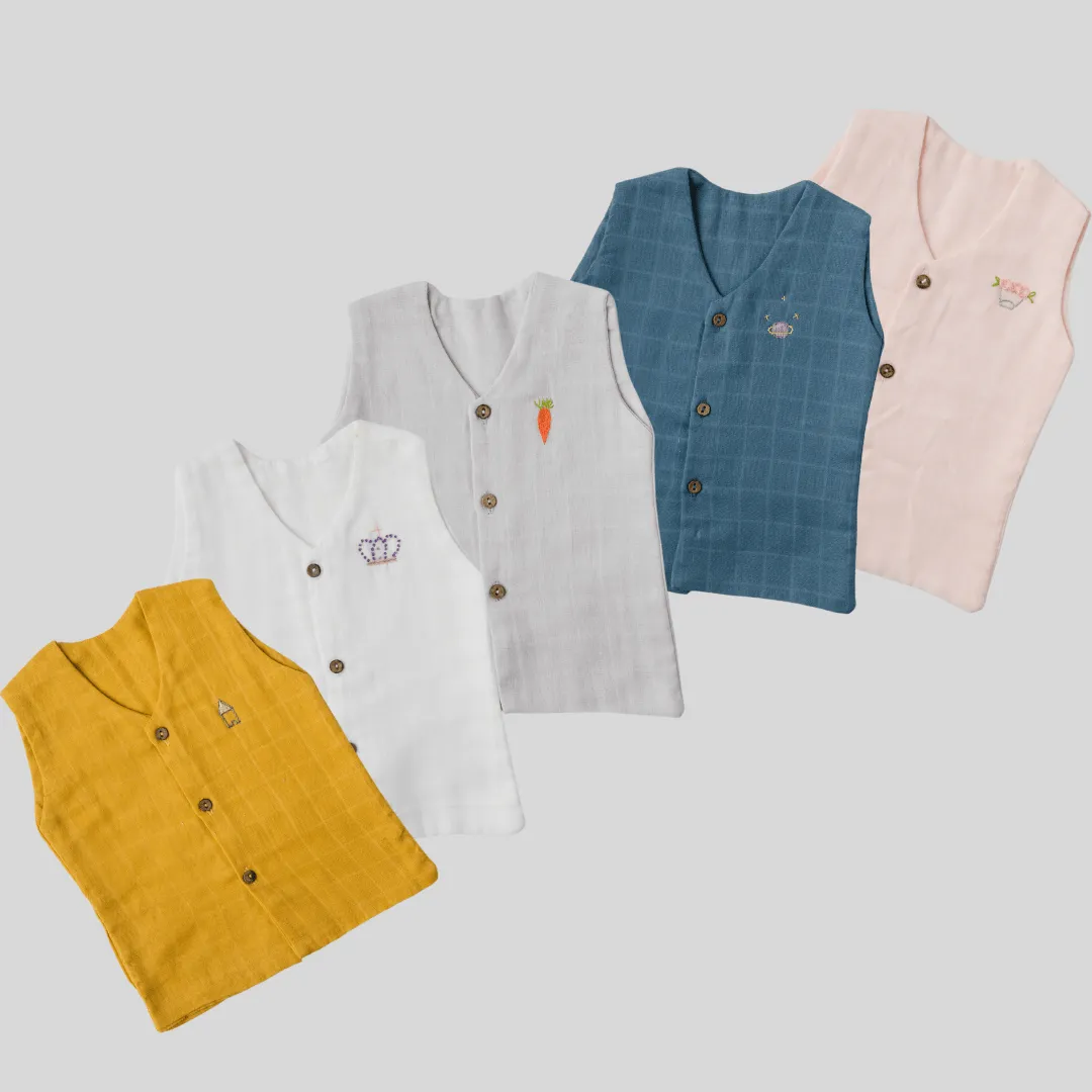 Baby Muslin Vests - Set of 5