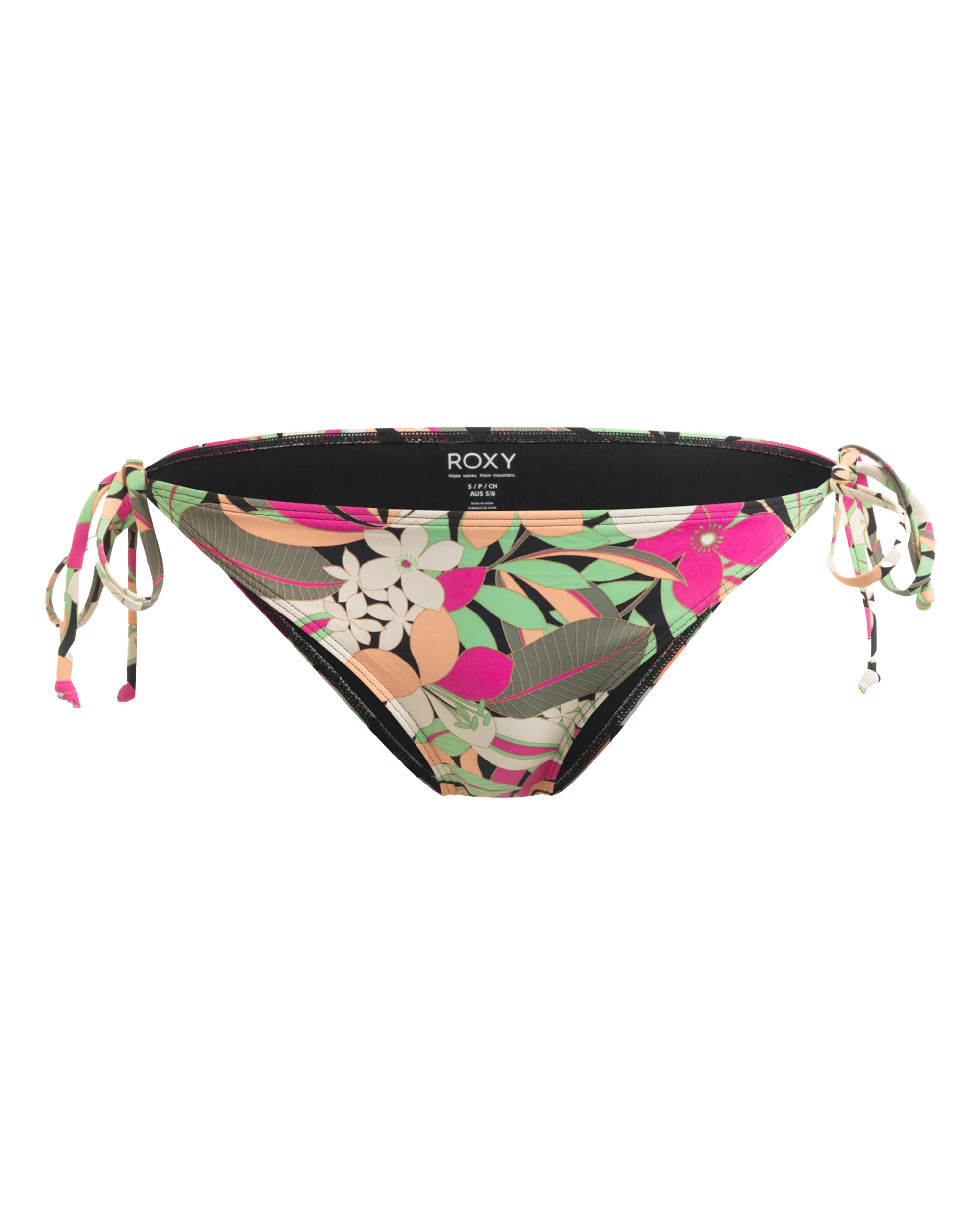 Beach Classics Tie Bikini Bottoms in Anthracite Palm