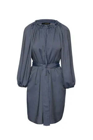 Belted Blue Denim Style Dress