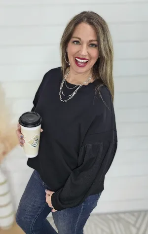 BLACK CONTRAST COTON TOP