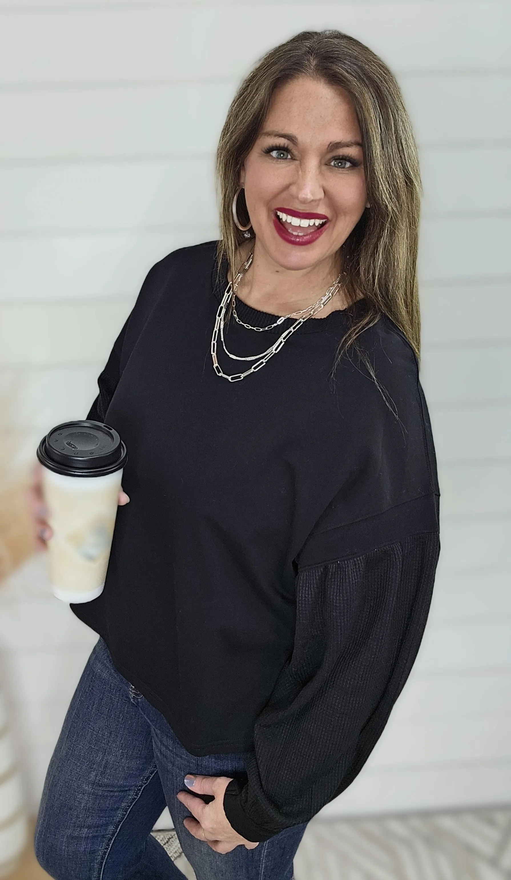 BLACK CONTRAST COTON TOP