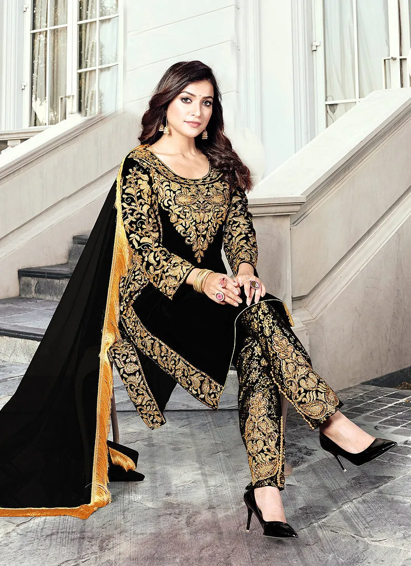 Black Embroidered Pakistani Pant Suit