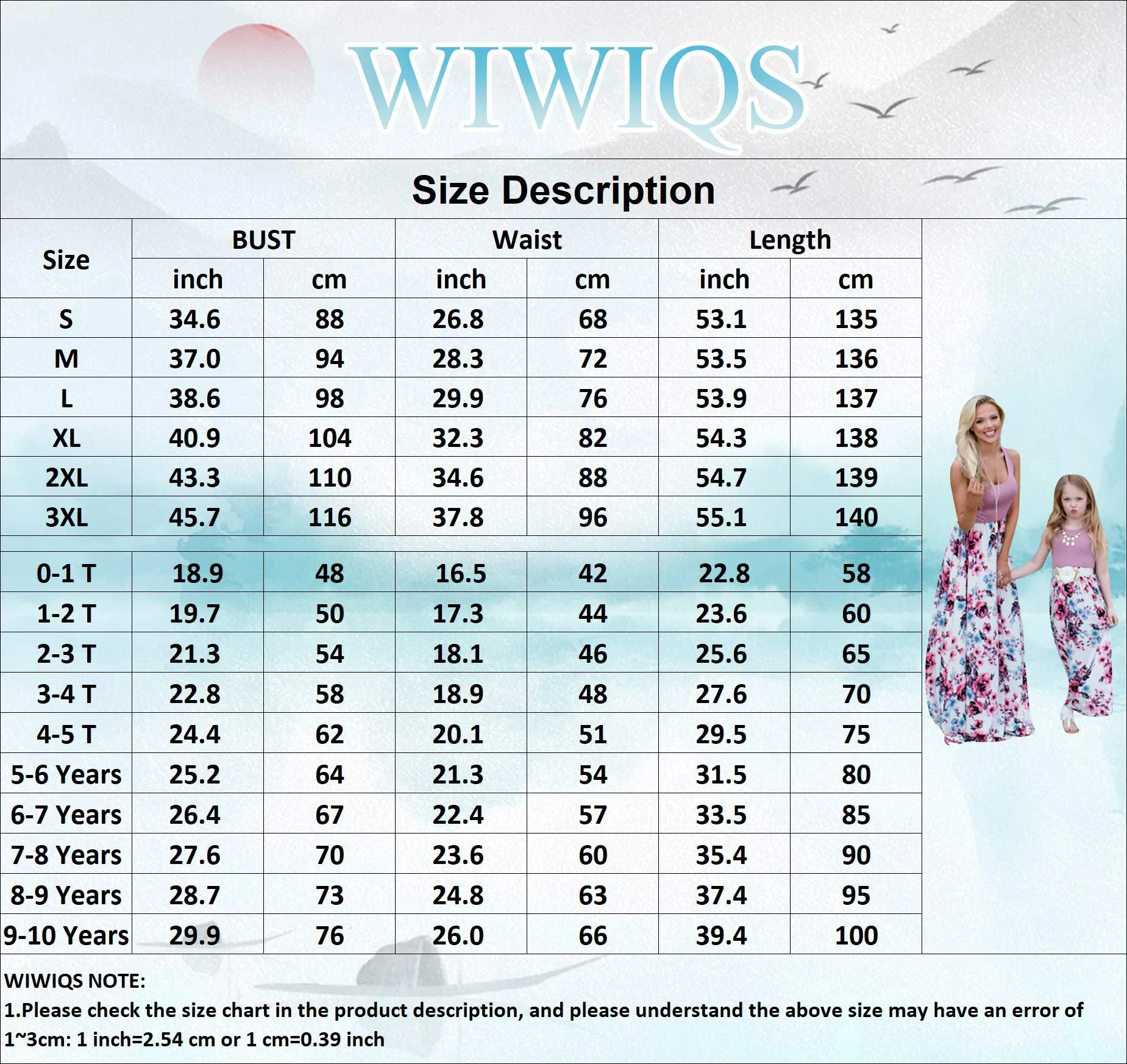 Black Flower Summer Cute Mommy and Me Boho Striped Chevron Maxi Dresses - WIWIQS