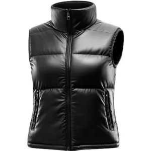 Black Sleeveless Leather Puffer Jacket - Real Leather Warmth | El Zoro