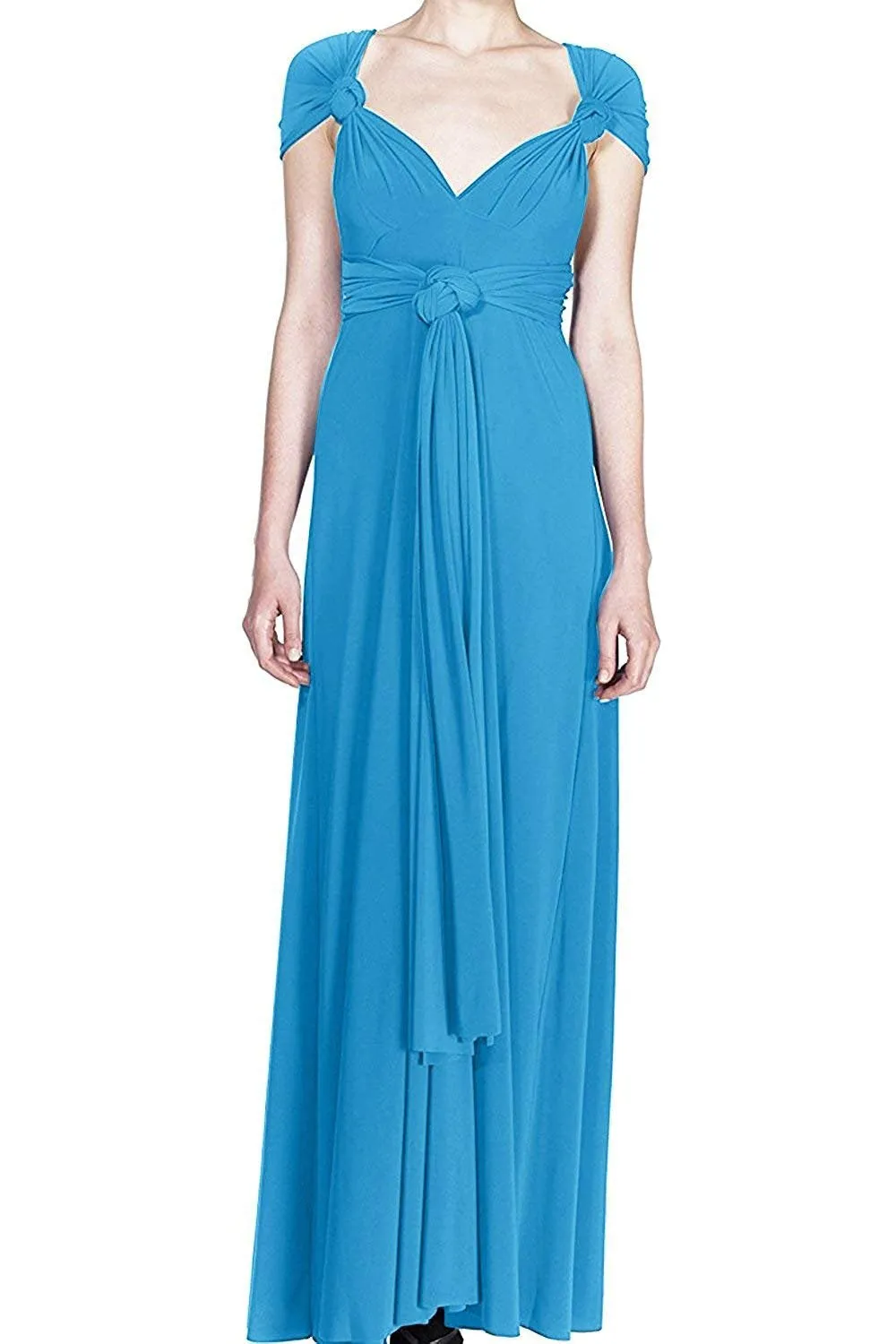 Blue Women Transformer Convertible Bridesmaid Maxi Dress Multi-Way Wrap Evening Dress Formal Wedding Party Long Dresses - OwlFay