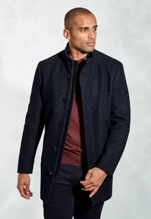 BROOK TAVERNER <BR>
Mercer Herringbone Wool Blend Car Coat <BR>
Navy <BR>