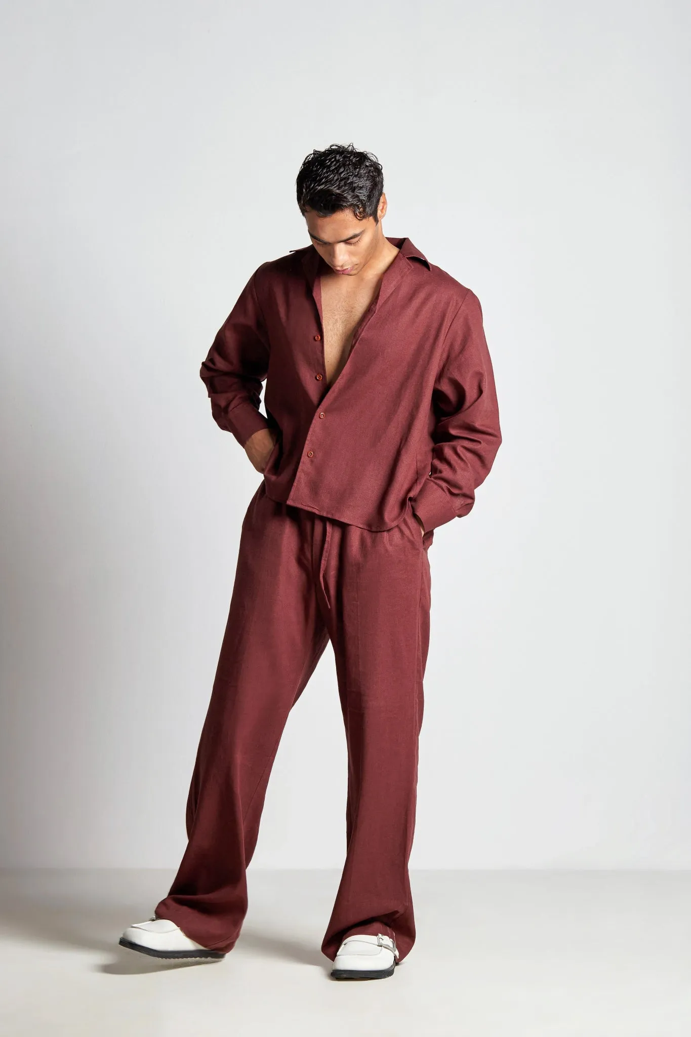 Burgundy Straight Pants