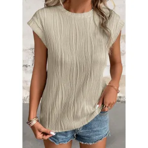 Cap Sleeve Wavy Texture Top