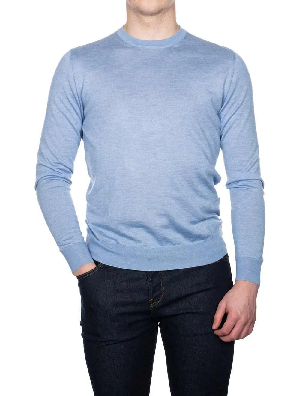 Cashmere & Silk Crew Neck Blue