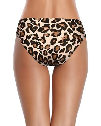 Cheeky High Cut Bathing Suit Bottoms Full Coverage Bikini Bottoms-Leopard