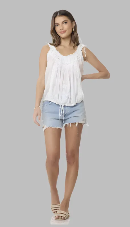 Cheryl Embroidered Sleeveless Top Natural