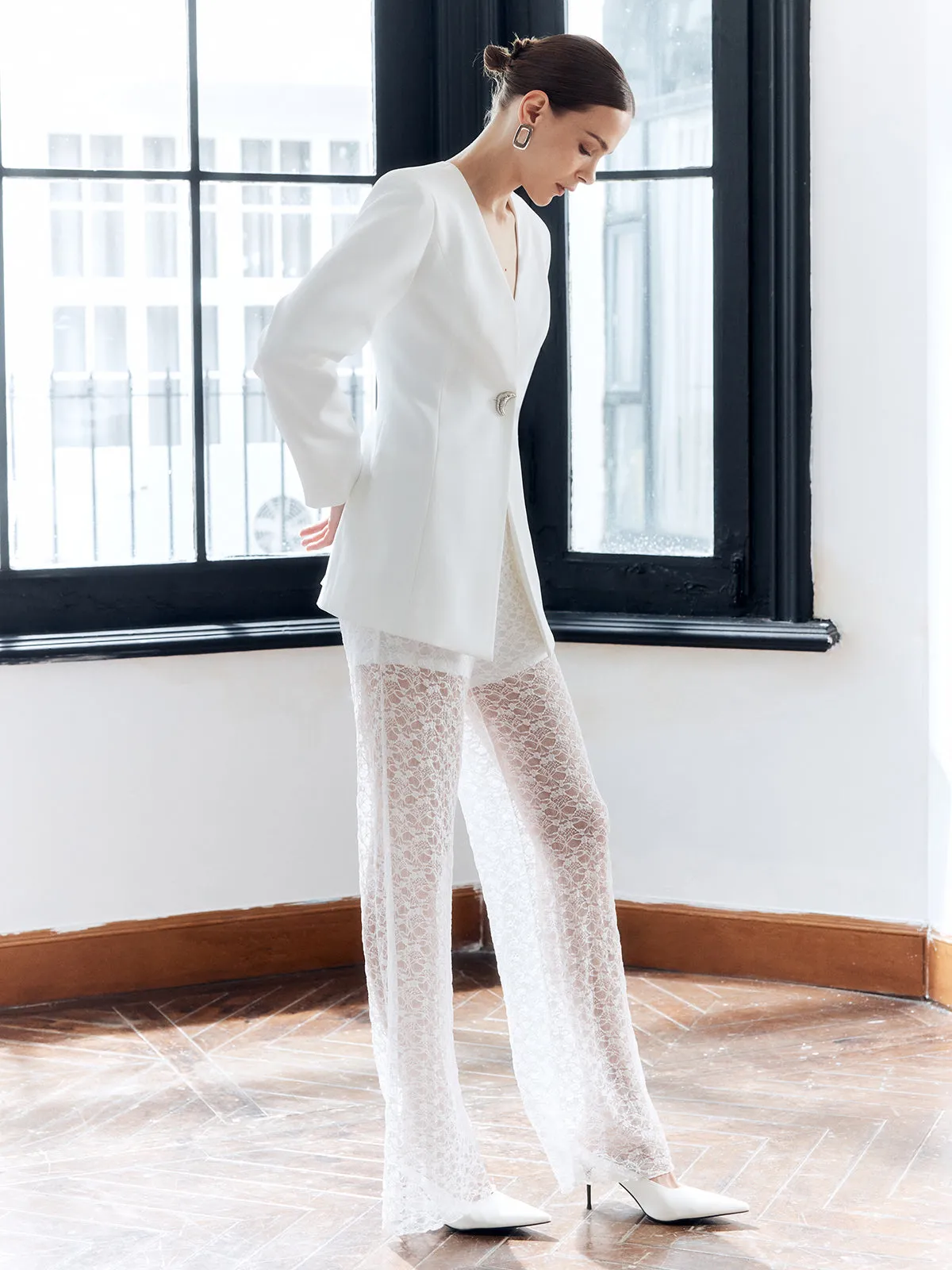 Chicmy-Winter Outfits Christmas Thanksgiving Gift New Year's Eve Outfits Streetwear Fashion Solid Metal Button V-Neck Blazer