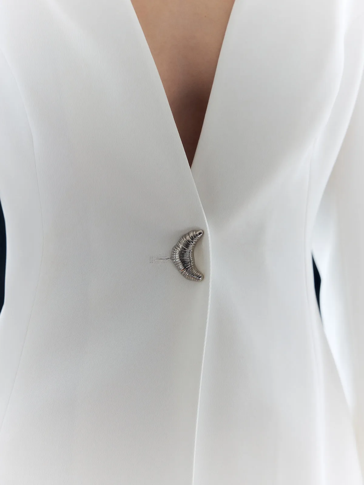 Chicmy-Winter Outfits Christmas Thanksgiving Gift New Year's Eve Outfits Streetwear Fashion Solid Metal Button V-Neck Blazer