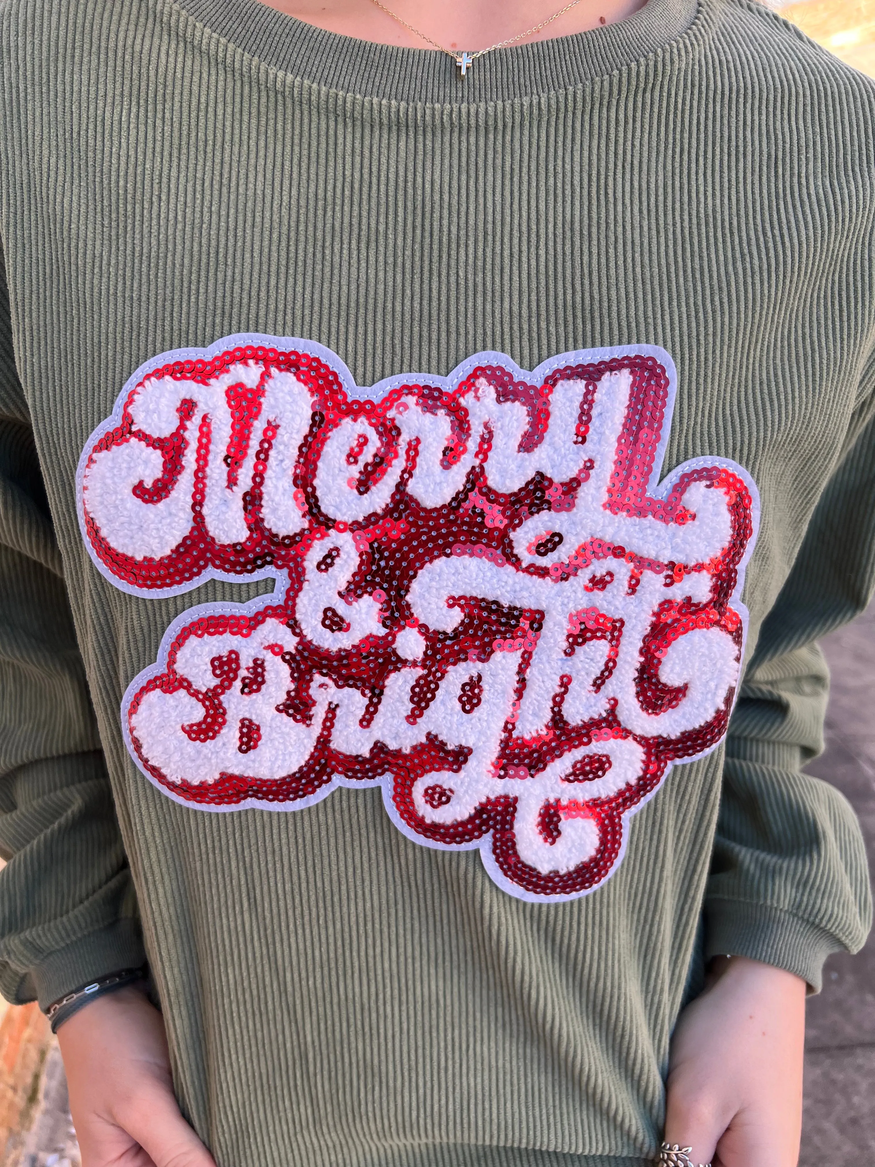 Christmas Merry & Bright Sequin Rib Sweatshirt