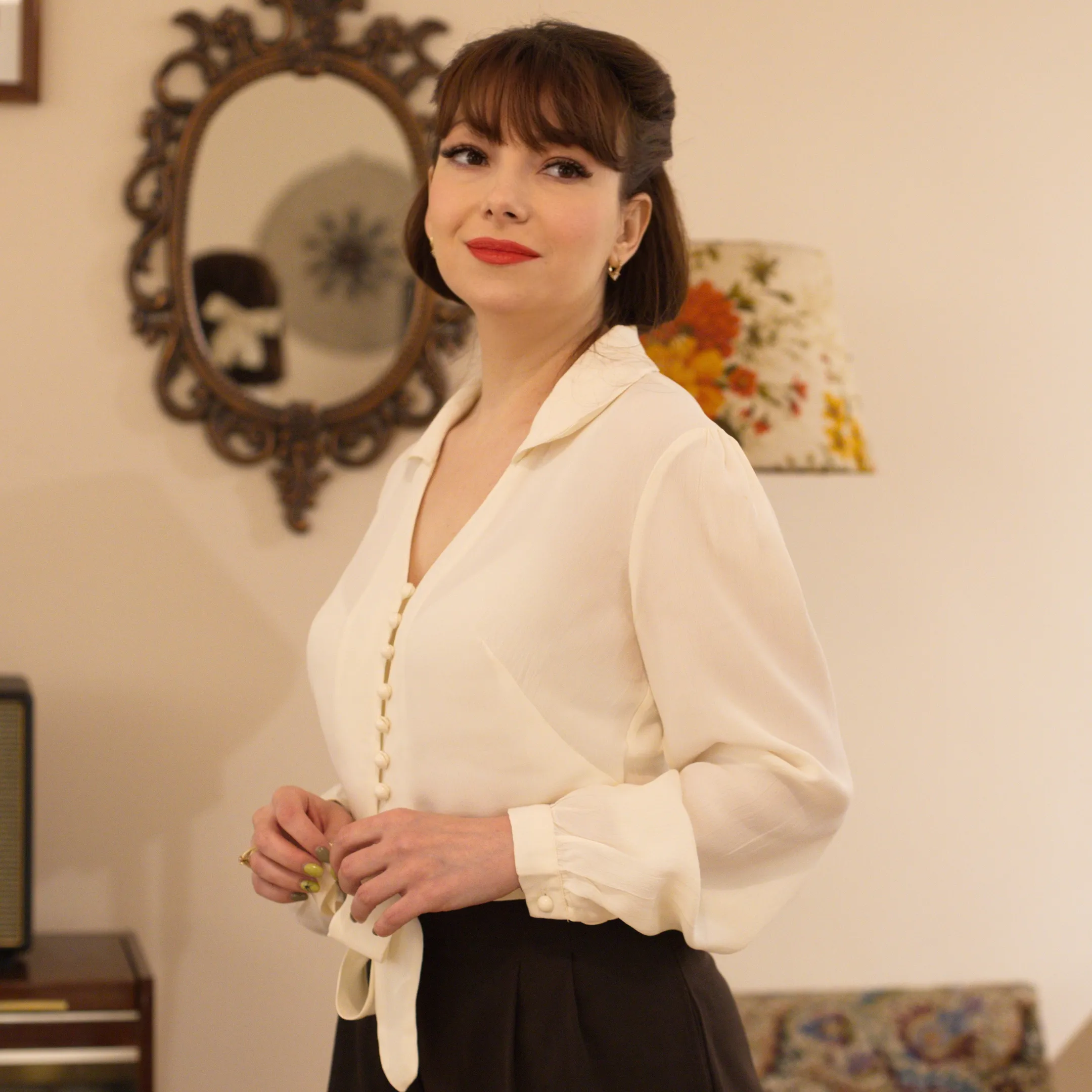 Clarice Blouse in Black Polka