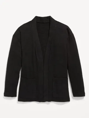 Cozy Plush Open-Front Cardigan Sweater for Girls