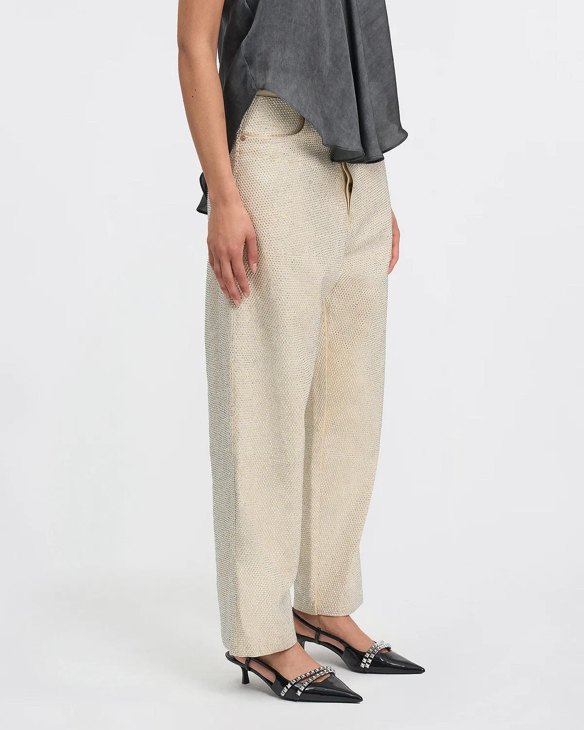 Creme Denim Pants - Ecru