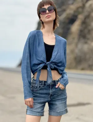 Denim Tie-front Shirt
