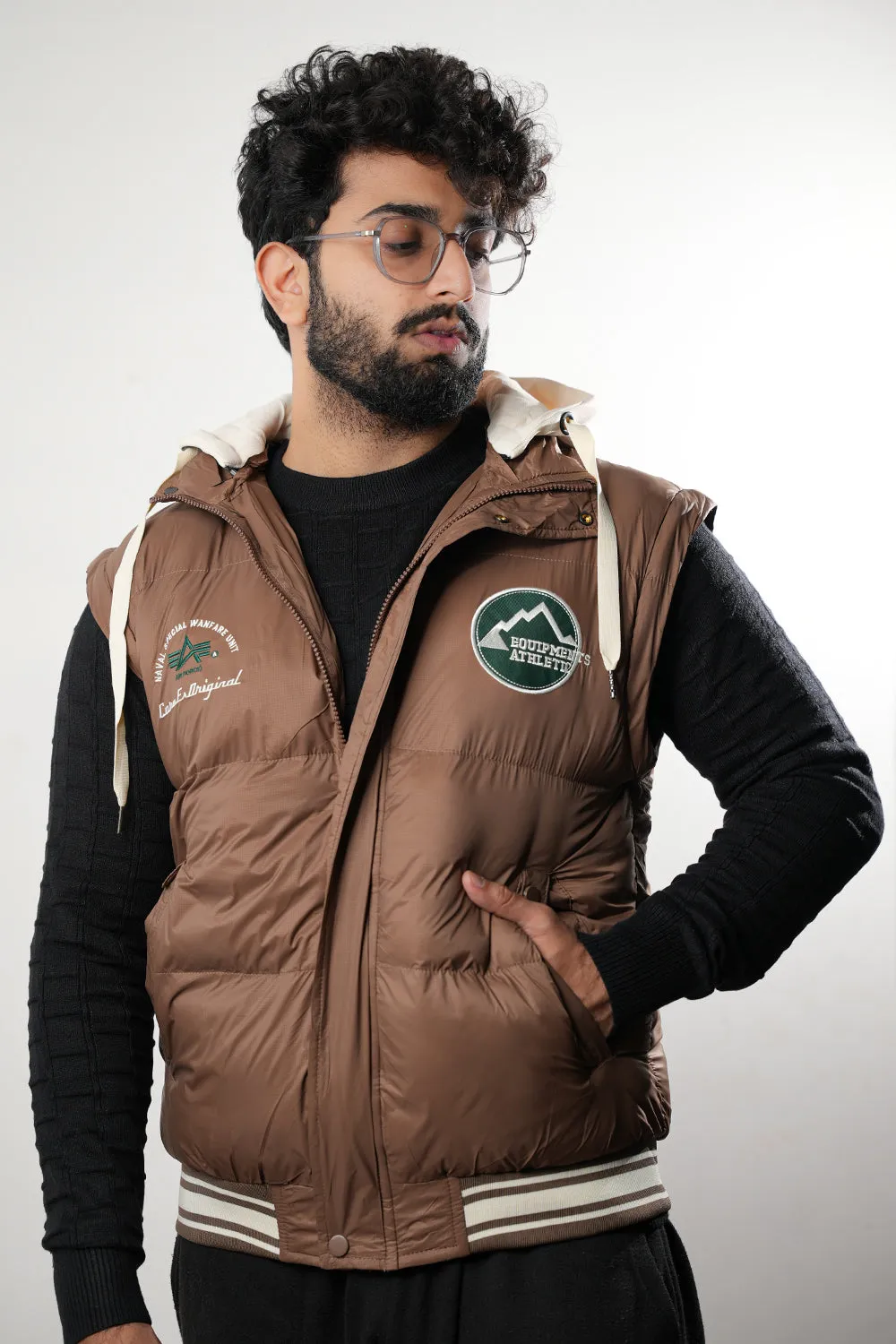 Detachable Sleeves Puffer Jacket - 1124115