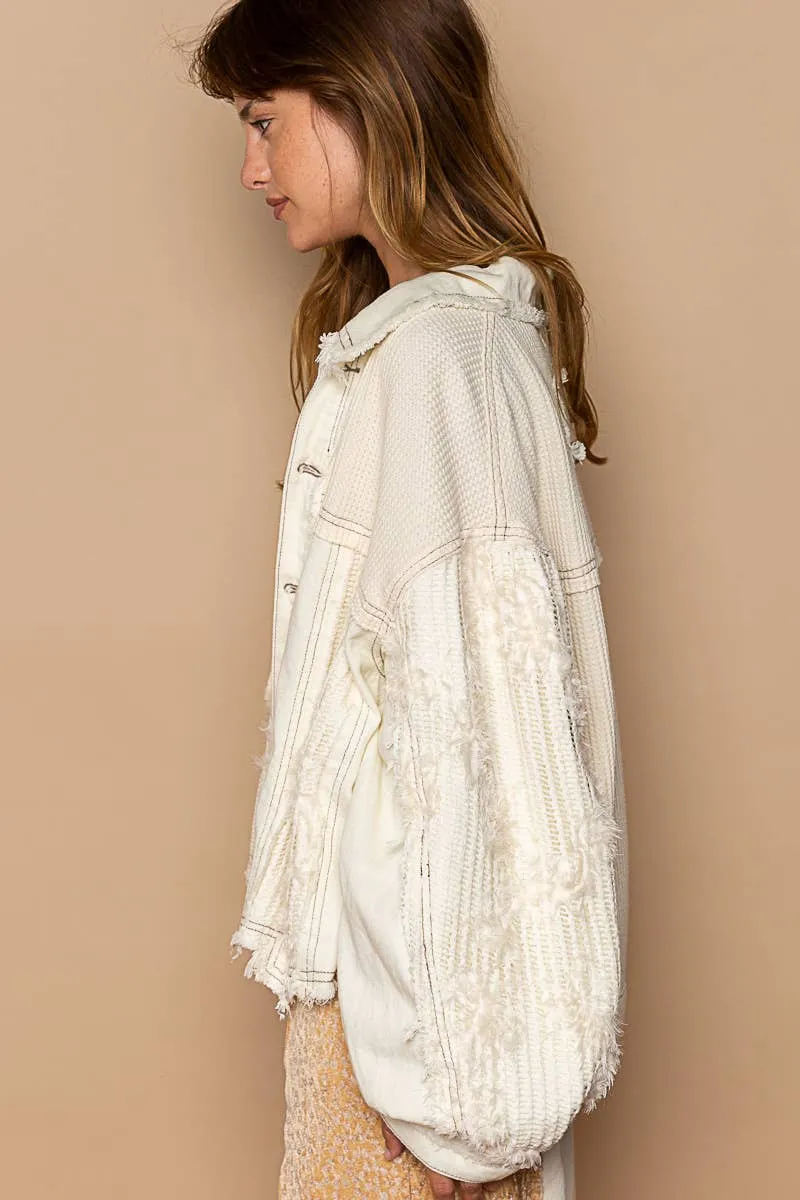 Distressed Frayed Cream Jacket