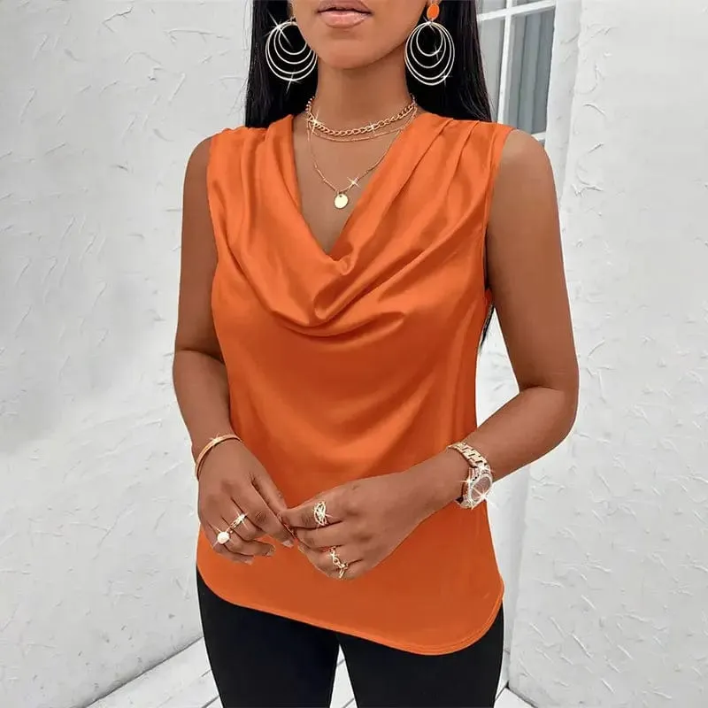Elegant Sleeveless Satin Blouse