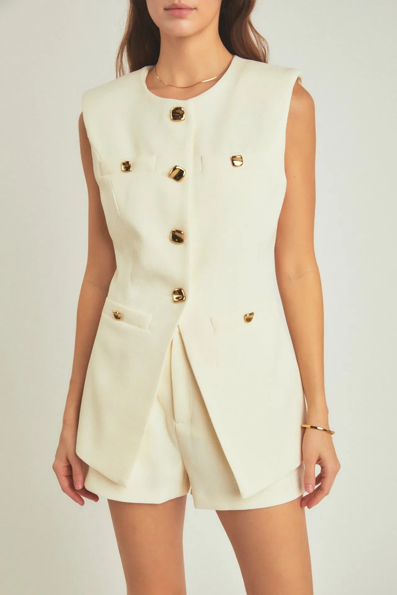 Endless Rose - Linen Power Shoulder Vest