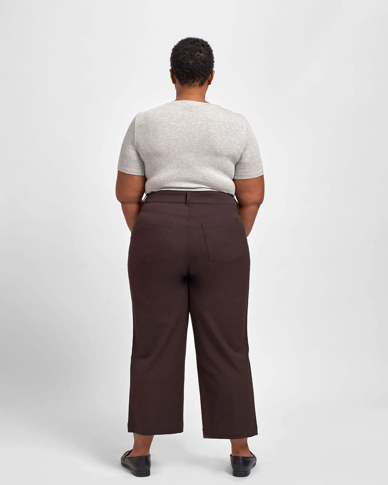 Faye Stretch Cotton Twill Boyfriend Crop Pants - Mole