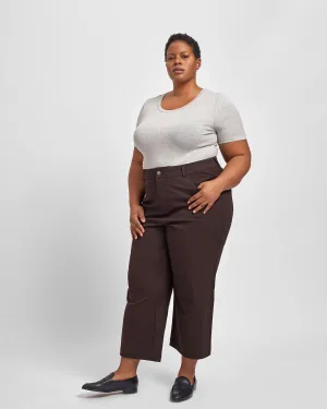 Faye Stretch Cotton Twill Boyfriend Crop Pants - Mole