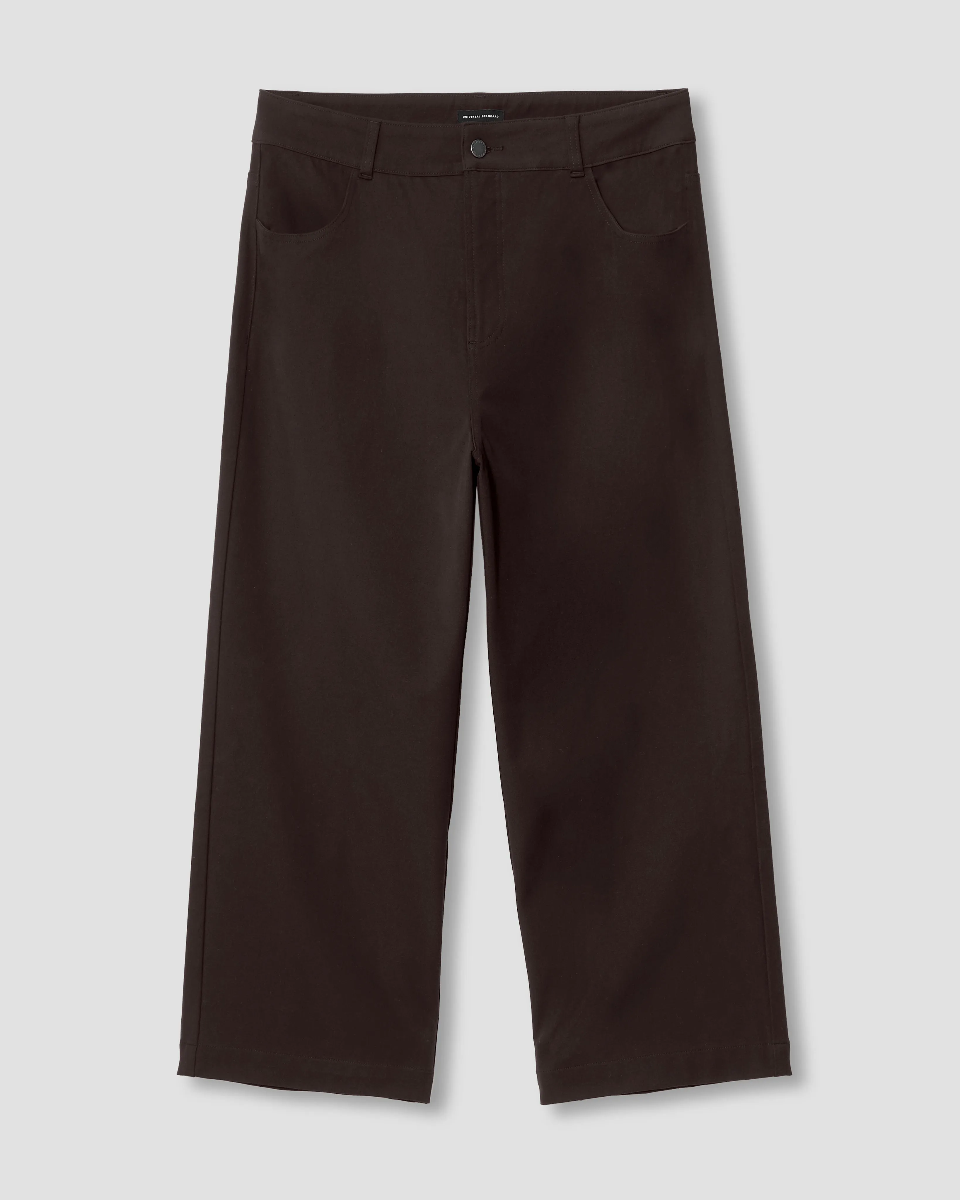 Faye Stretch Cotton Twill Boyfriend Crop Pants - Mole