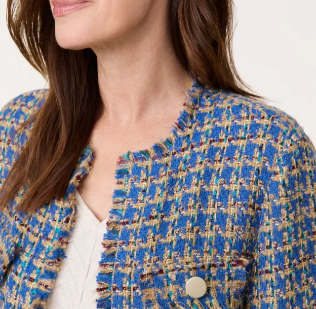 GERRY WEBER<BR>
Boucle Jacket<BR>
Blue<BR>