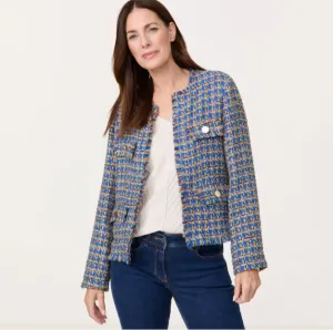 GERRY WEBER<BR>
Boucle Jacket<BR>
Blue<BR>