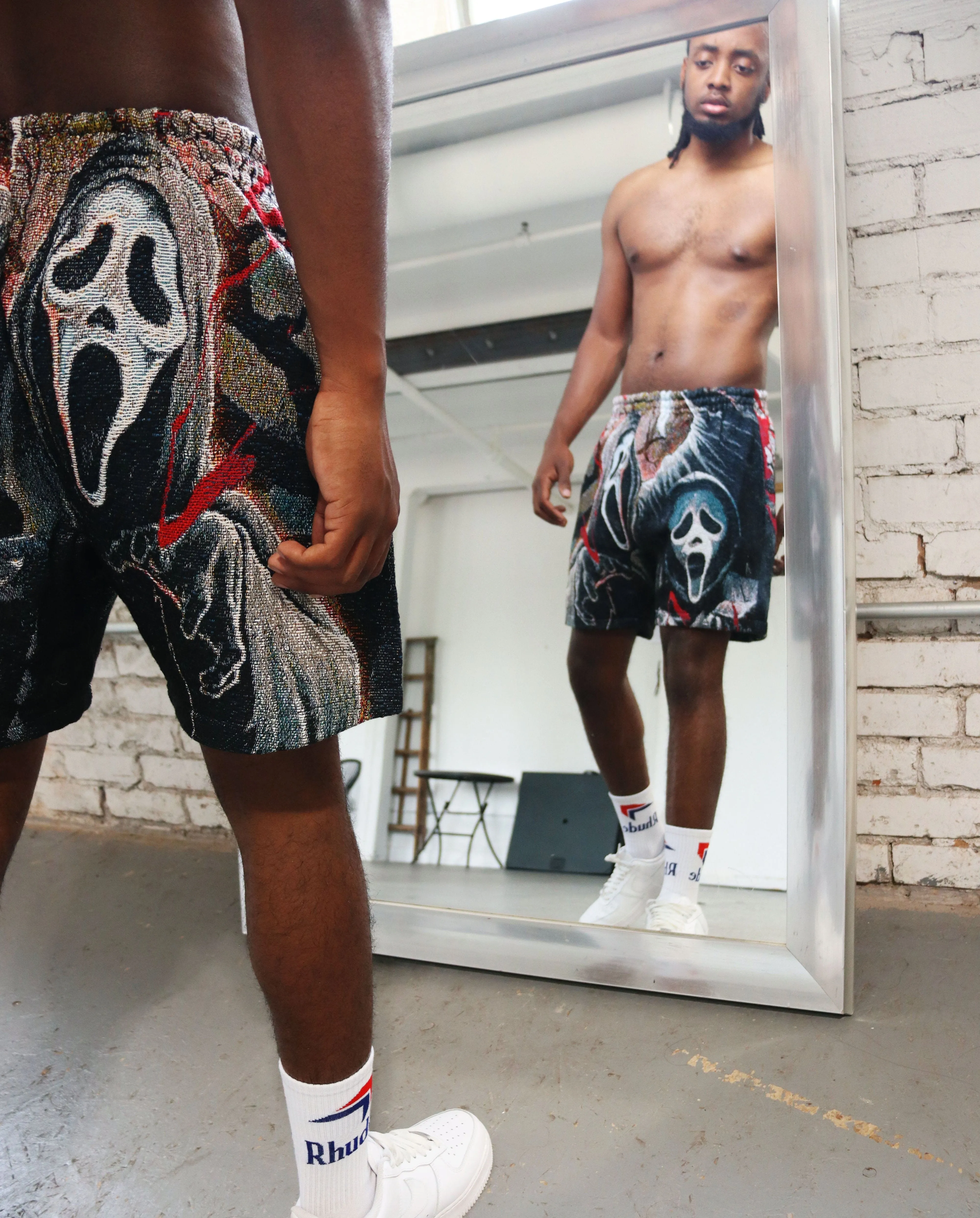 GHOSTFACE HANDMADE TAPESTRY JACQUARD FABRIC SHORTS