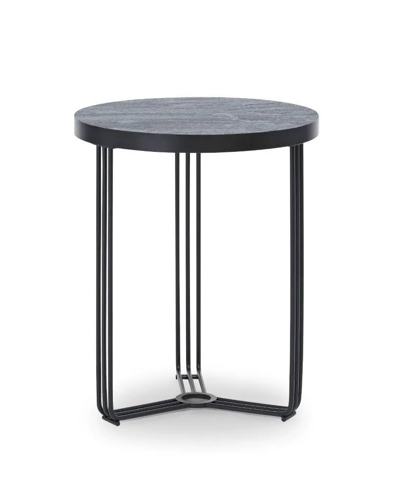 Gillmore Space Finn Collection Circular Side Table with Matt Black Frame