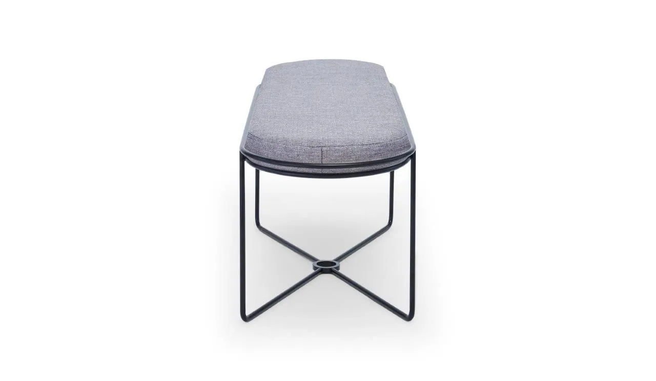 Gillmore Space Finn Collection Ottoman with Upholstered Top and Matt Black Frame