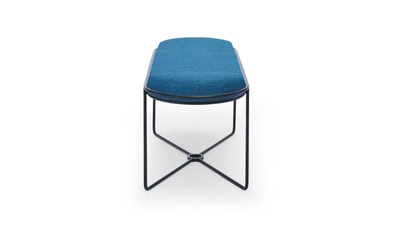 Gillmore Space Finn Collection Ottoman with Upholstered Top and Matt Black Frame