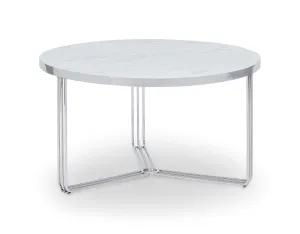 Gillmore Space Finn Collection Small Circular Coffee Table with Polished Chrome Frame