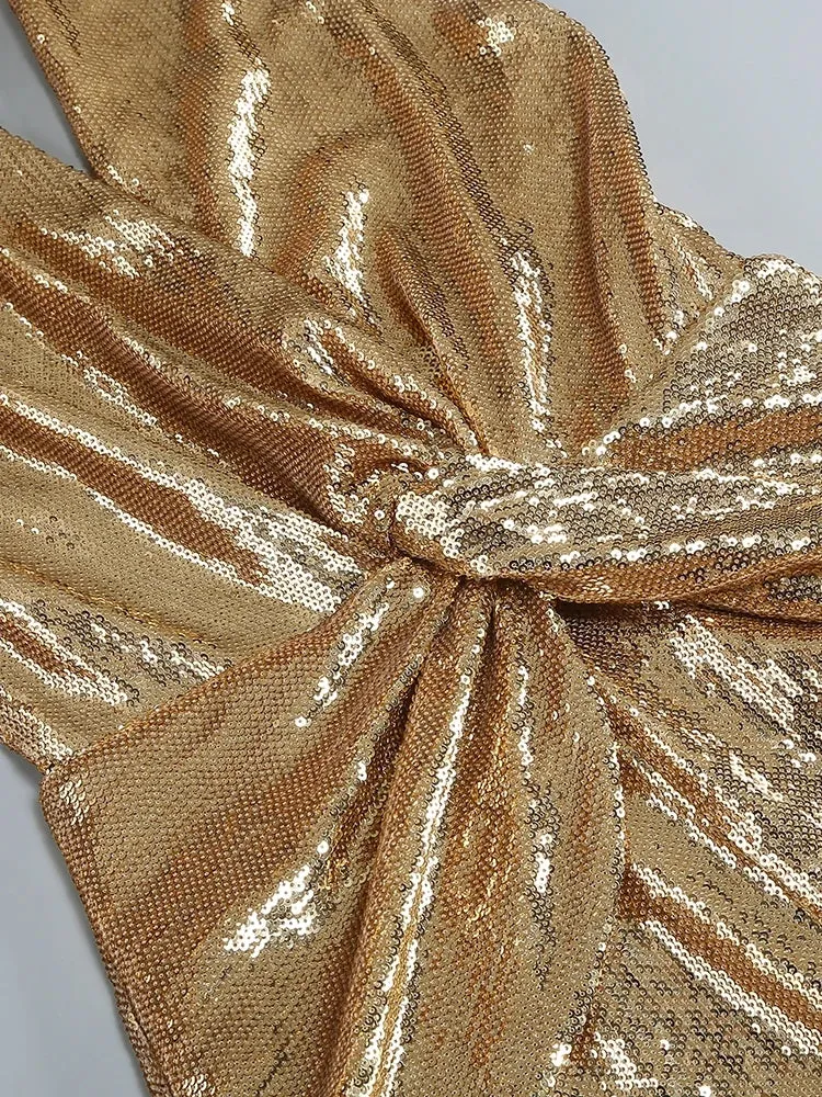 Gold Sequin Halter Jumpsuit