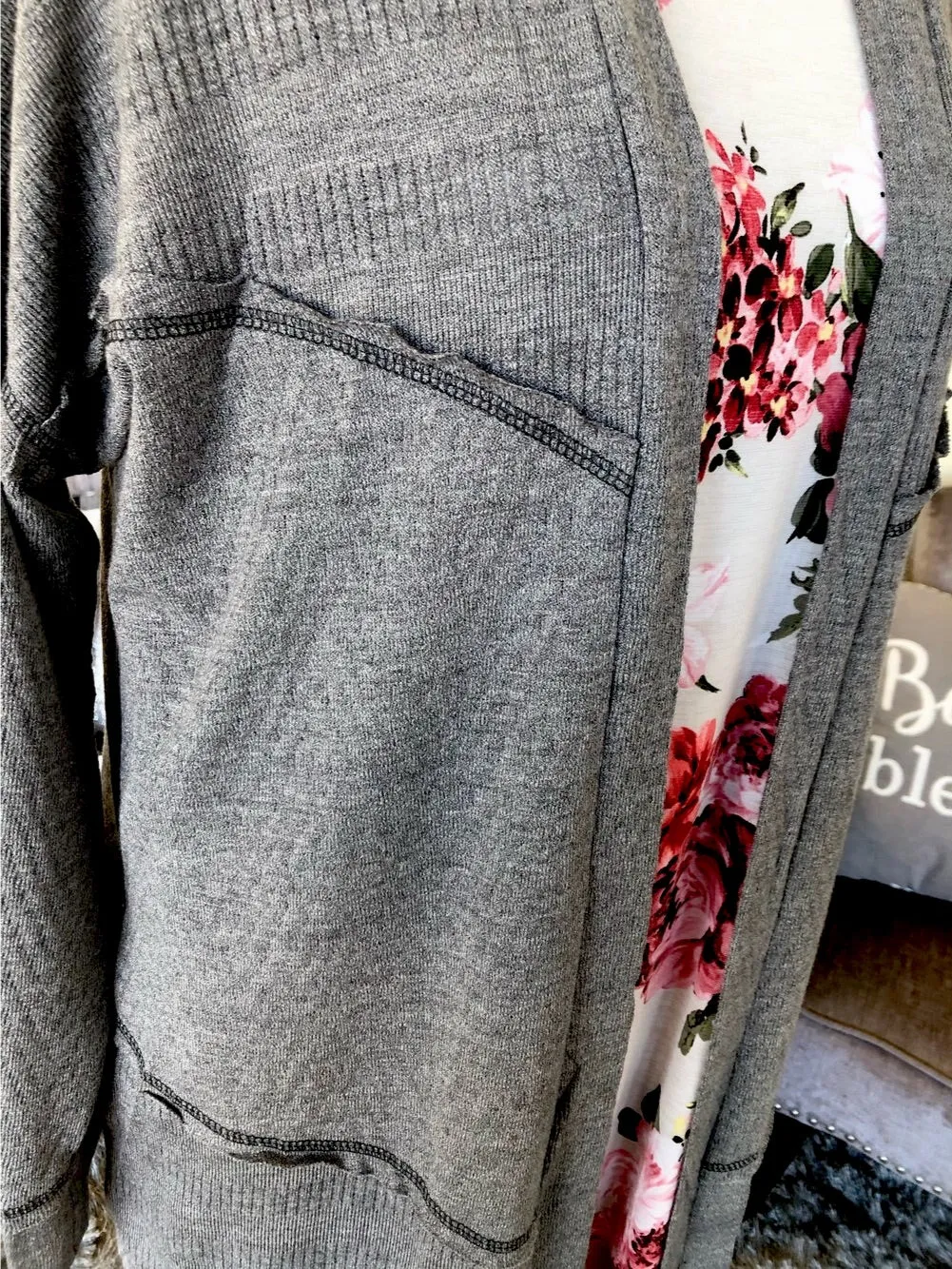 Heather Gray Tiered Sweater/Cardigan
