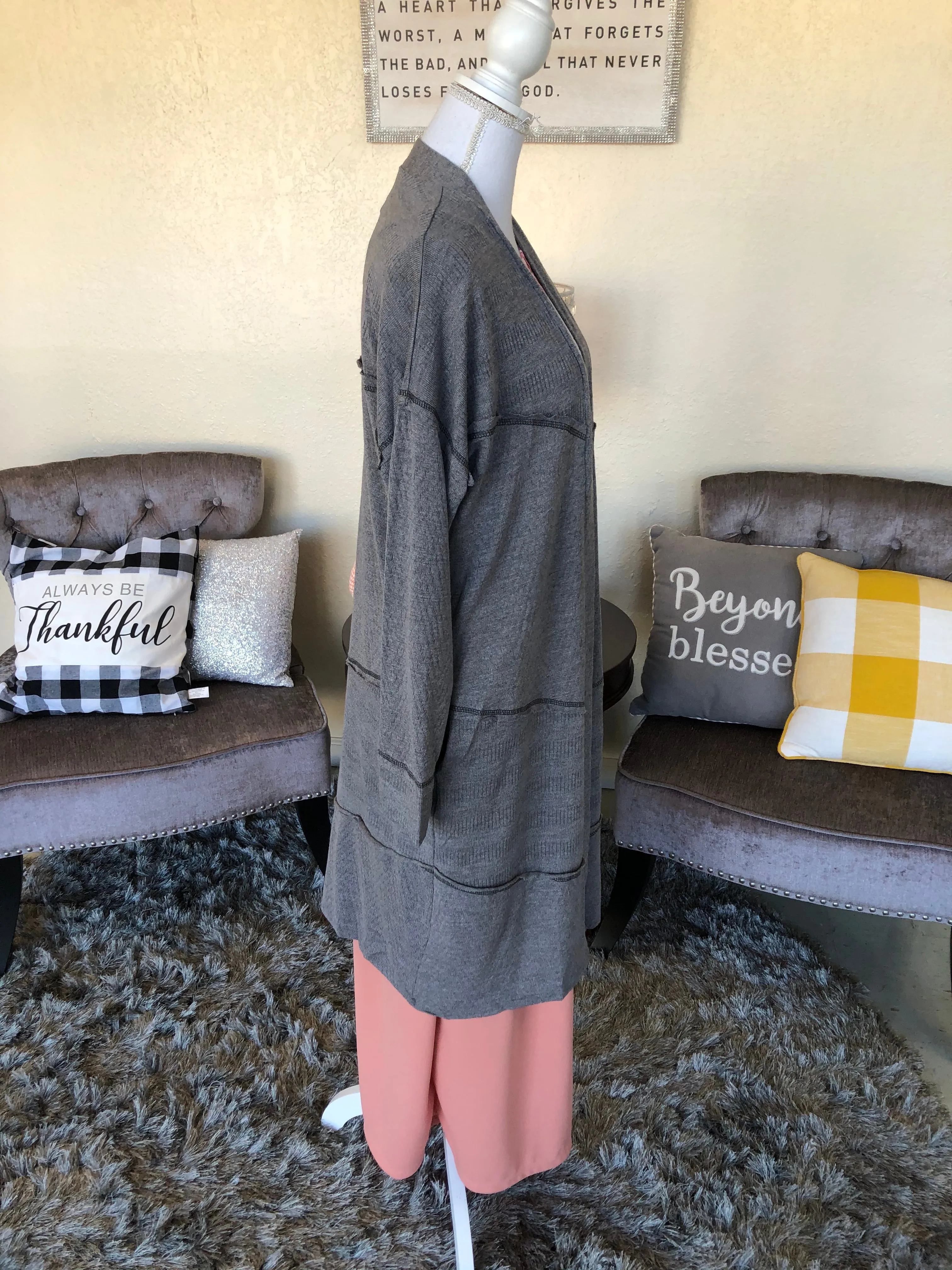 Heather Gray Tiered Sweater/Cardigan